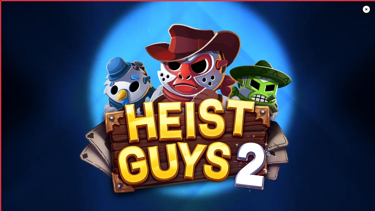 Heist Guys 2 slot game screen na may Western theme at mga magnanakaw